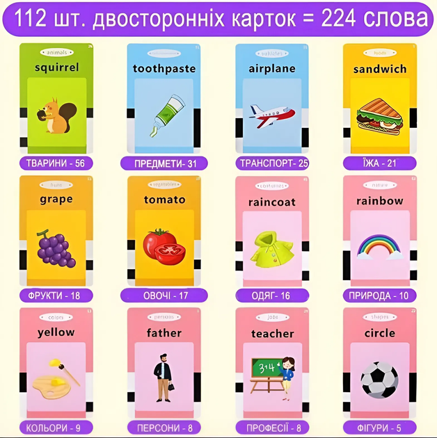 Интерактивные развивающие говорящие карточки Монтессори 112 карт 224 слов голубой - изображение 4