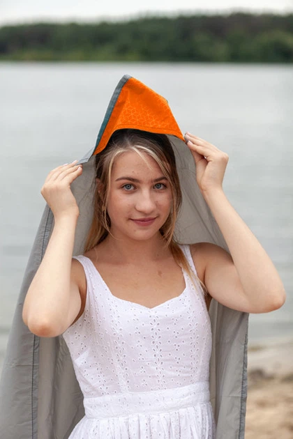 Розкладний пляжний зручний легкий килимок від Outdoors Pocket Mat 140 х 150 см Помаранчовий - зображення 10