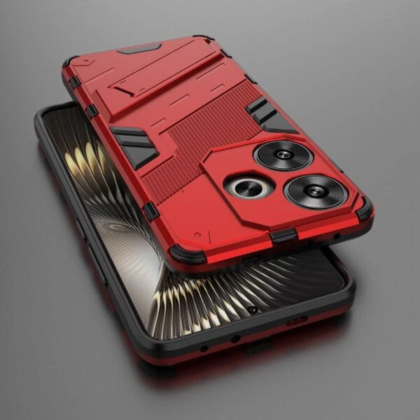 Защитный чехол с подставкой Deexe Bibercas для Xiaomi Poco F6 - Red - изображение 5