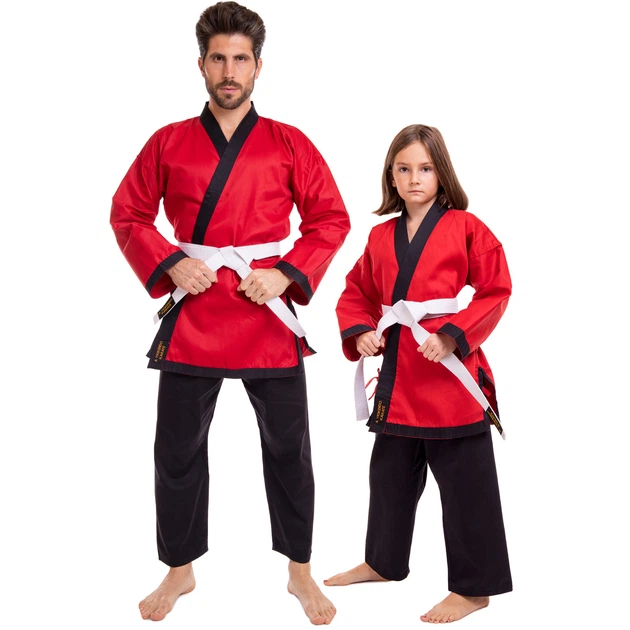 Кімоно для айкікендо карате червоно-чорне AYKIKENDO KARATE BALLON (бавовна, поліестер, р-р 1 (140см), щільність 240г на м2) (AKS_1_(зростання_140)) - Фото 6 Кімоно для айкікендо карате червоно-чорне AYKIKENDO KARATE BALLON (бавовна, поліестер, р-р 1 (140см), щільність 240г на м2) (AKS_1_(зростання_140)) - изображение 6