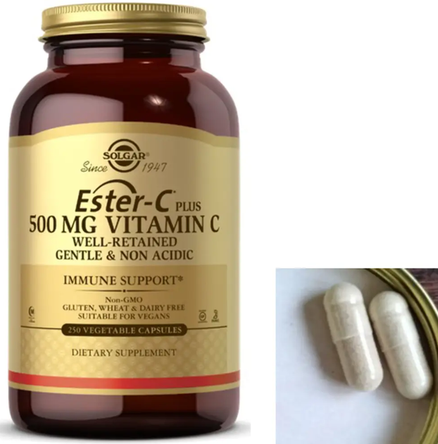 Витамин С Solgar Ester-C plus 500 mg Vitamin C 250 капсул - изображение 2