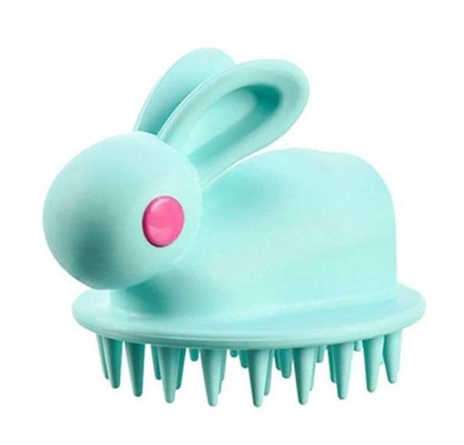 Силіконова м'яка щітка Rabbit для миття волосся та масажу голови 8х6.5 см, бірюзовий (86052163) - зображення 1