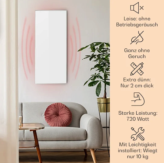 Инфракрасный нагреватель Klarstein Wonderwall Air 72, 120x60см, 720Вт, настенный - изображение 3