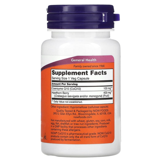 Коэнзим Q10, Coenzyme Q10, Now Foods, 100 мг, 30 капсул, (NOW-03210) - изображение 2