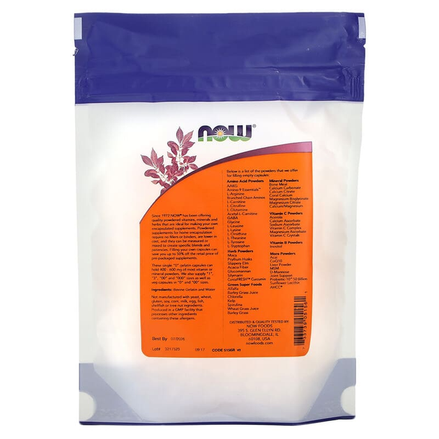 Пустые капсулы "0", Now Foods, 250 капсул (NOW-05156) - изображение 2