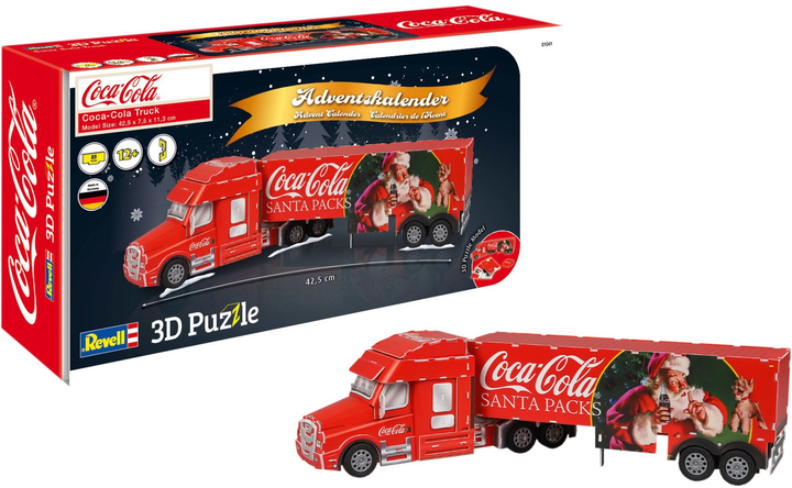 3D Puzzle Revell Adventskalender Coca-Cola Truck 42.5 x 7.5 x 11.3 cm 83 elementów (4009803010410) - obraz 2