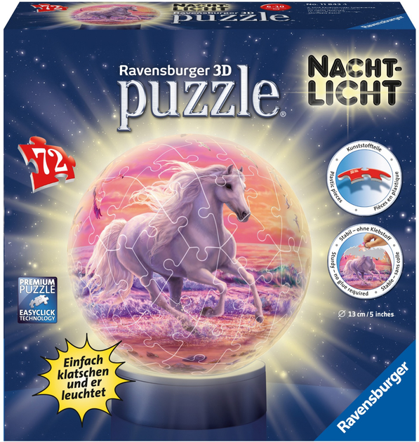 3D Puzzle Ravensburger Horses On The Beach 17 cm 72 elementy (4005556118434) - obraz 1