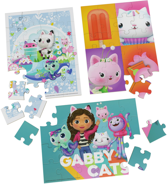 Zestaw drewnianych puzzli Spin Master DreamWorks Gabby's Dollhouse 28.4 x 21.3 cm 3 x 24 elementy (0778988457542) - obraz 3