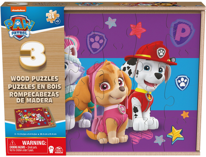 Zestaw drewnianych puzzli Spin Master Paw Patrol 28.4 x 21.3 cm 3 x 24 elementy (0778988461037) - obraz 1