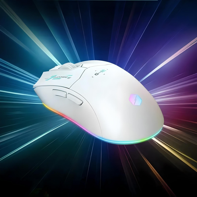 Миша Mechrevo M500HF ігрова з комбінованим підключенням USB, Bluetooth, USB 2.4ГГц, RGB, 4800DPI, білий - Фото 6 Миша Mechrevo M500HF ігрова з комбінованим підключенням USB, Bluetooth, USB 2.4ГГц, RGB, 4800DPI, білий - зображення 6