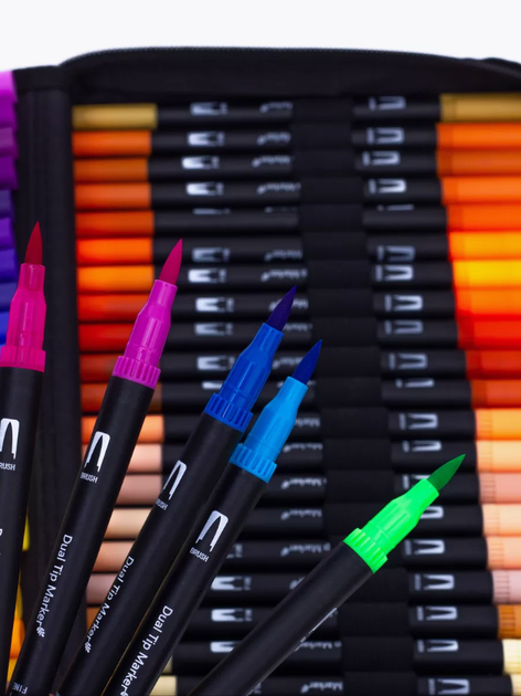 Набор юного художника акварельные скетч-маркеры двусторонние Color pencil 120 маркеров с сумкой для рисования - изображение 6