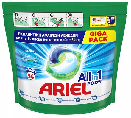 Ariel All in 1 гель-капсули для прання Alpine 54 шт. Гірська Свіжість 8006540735077 800-654-073-507-7 - Фото 1 Ariel All in 1 гель-капсули для прання Alpine 54 шт. Гірська Свіжість 8006540735077 800-654-073-507-7 - изображение 1