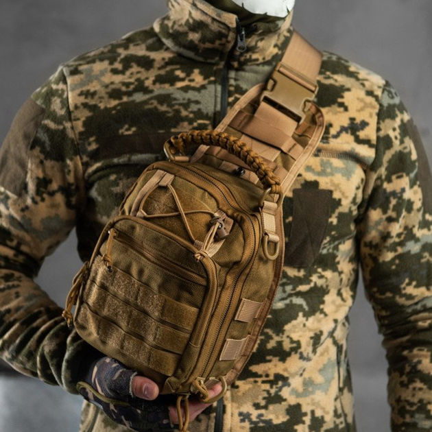 Нагрудная Сумка Silver Knight Ferocious с системой Molle / Вместительный однолямный Рюкзак Cordura койот - изображение 1