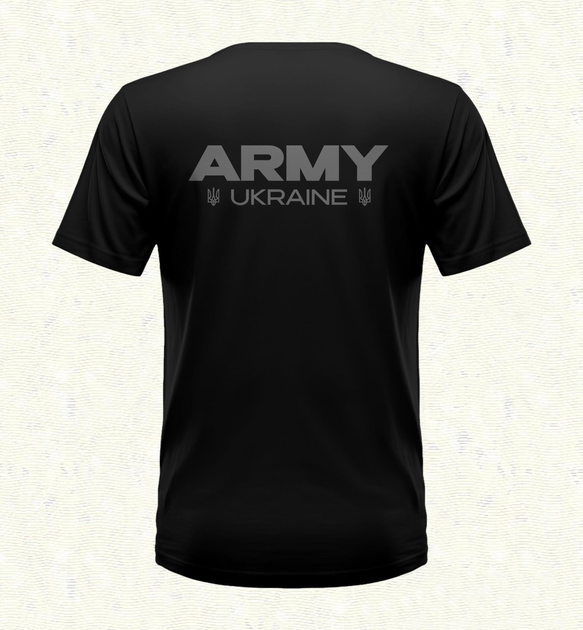 Футболка Черная ARMY UKRAINE 100% Хлопок р.46-S - изображение 2