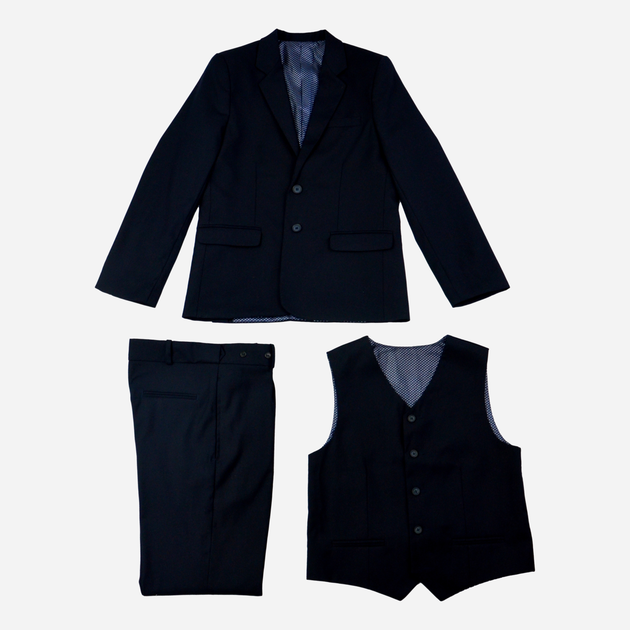 Підлітковий класичний костюм (піджак + жилет + штани) для хлопчика Cool Club CCB1422030-00 158 см Синій (5902568309463) - зображення 1