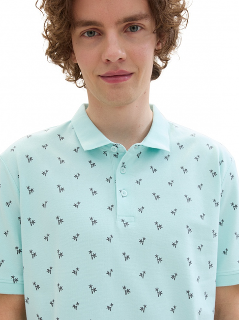 Поло Tom Tailor Men's Polo Shirt with Palm Pattern XL Синій 1042114ХХ35504 - зображення 3