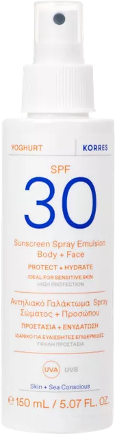 Сонцезахисна емульсія Korres Yoghurt Spray з фільтром SPF 30 150 мл (5203069126482) - зображення 1