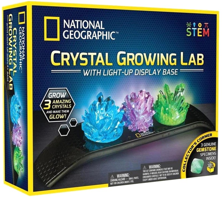 Zestaw do eksperymentów naukowych National Geographic Crystal Growing Lab with Light up Display Base (0816448026911) - obraz 1