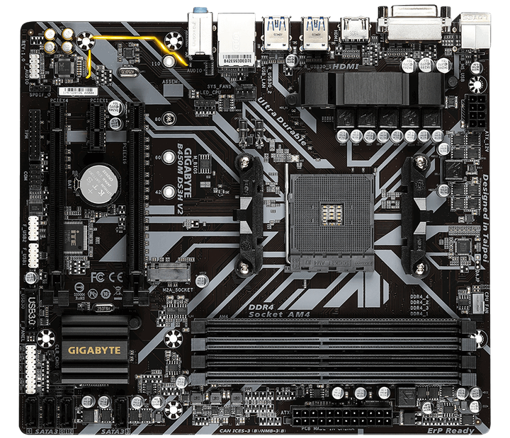 Материнська плата Gigabyte B450M DS3H V2 - Фото 2 Материнська плата Gigabyte B450M DS3H V2 - изображение 2