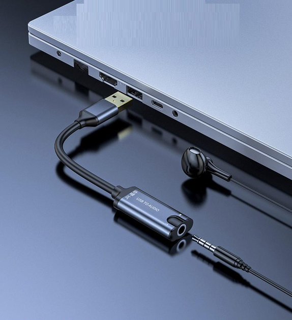 Звуковая карта JH Z176 внешняя стерео адаптер 3.5mm для наушников и микрофона - изображение 2