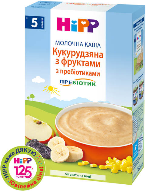 Молочна каша HiPP Кукурудзяна з фруктами з пребіотиками 250 г (9062300126539_9062300140153) - зображення 2