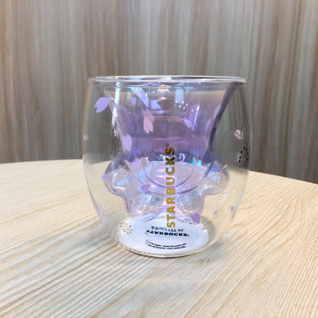 Чашка с двойным дном Starbucks Кошачья лапа фиолетовая "Cat Paw Cup ...