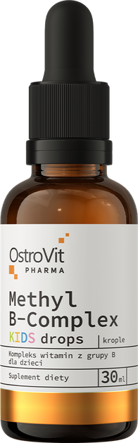 Suplement diety OstroVit Pharma Methyl B-complex KIDS krople 30 ml (5903933907857) - obraz 1