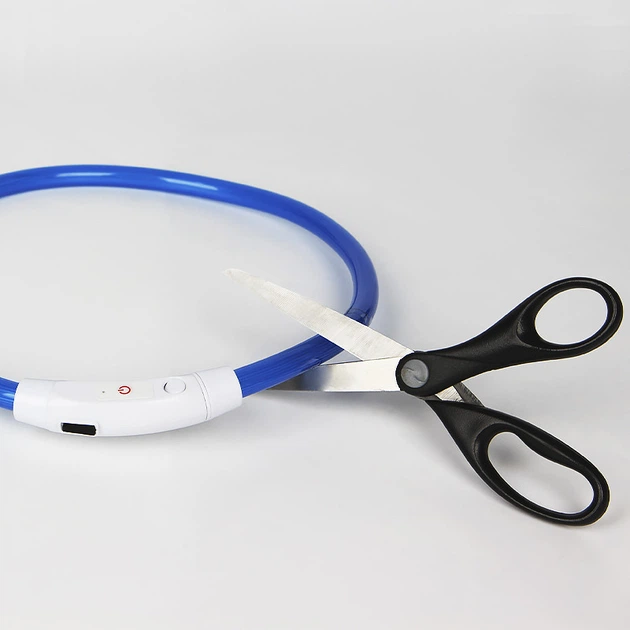 Светодиодный Lesko Blue M LED ошейник L-18 USB светящийся водоотталкивающий для собак и котов - изображение 3
