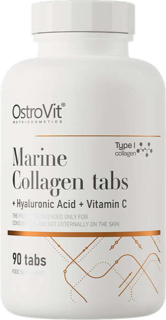 Suplement diety OstroVit Marine Collagen + Kwas Hialuronowy + Witamina C 90 tabletek (5903933906409) - obraz 1