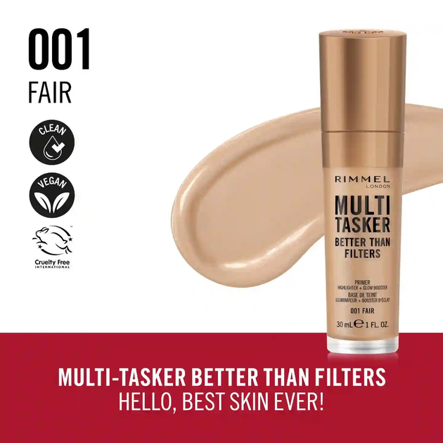 База під макіяж Rimmel Multi Tasker Betten Than Filters 3 в 1 001 Fair 30 мл (3616305400963) - зображення 3