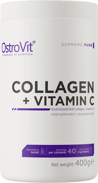 Дієтична добавка OstroVit Collagen + Vitamin C Натуральний 400 г (5903246224931) - зображення 1