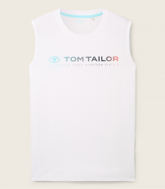 Майка Tom Tailor Tanktop with logo print L Білий 1041866ХХ20000 - зображення 4