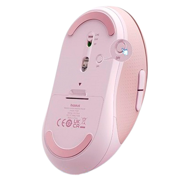 Миша Wireless Baseus F02 Ergonomic (B01055505411-01) Бездротова комп'ютерна для ПК/ноутбука 2.4G + Bluetooth 4000DPI Рожевий - изображение 6