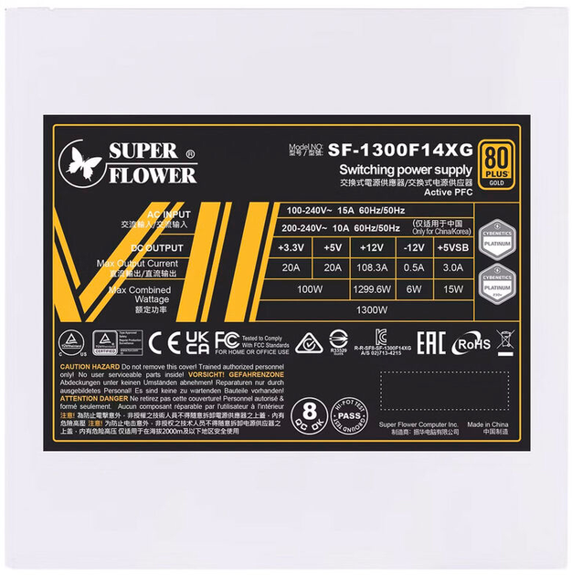 Блок живлення Super Flower Leadex VII XG 80 PLUS Gold ATX 3.0 PCIe 5.0 1300 W White (NESF-096) - зображення 2