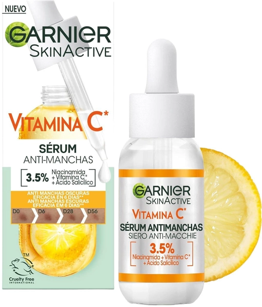 Сироватка для обличчя Garnier Skinactive Vitamin C Anti-Dark Spots & Brightening 30 мл (3600542453165) - зображення 2