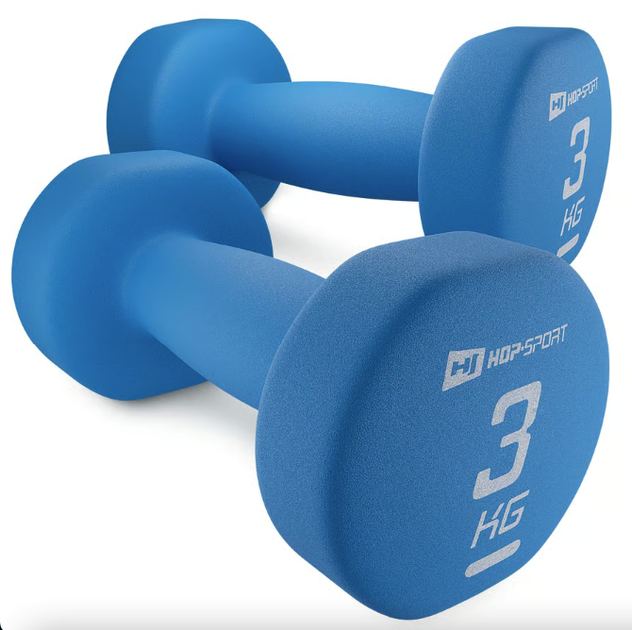 Гантели для фитнеса неопреновые круглые Hop-Sport HS-V030DR 2x3кг синий - Фото 1 Гантели для фитнеса неопреновые круглые Hop-Sport HS-V030DR 2x3кг синий - изображение 1