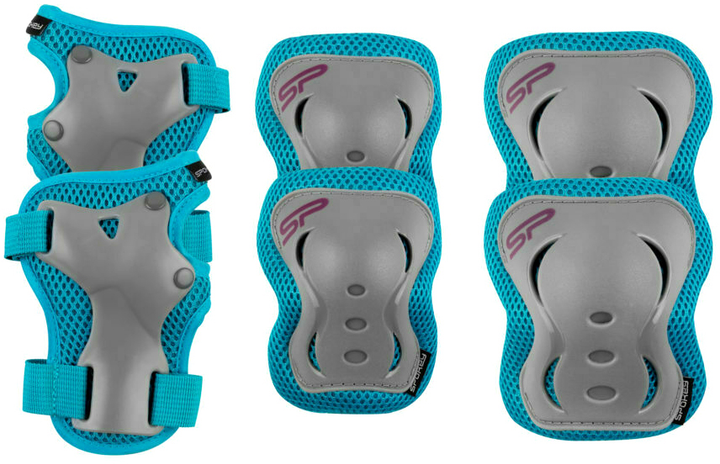 Zestaw ochronnych nakładek Spokey Shield M na nadgarstki łokcie i kolana Granatowy (5902693248170) - obraz 1