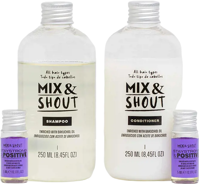 Набір для догляду за волоссям Mix & Shout Rutina Equilibrante Шампунь 250 мл + Кондиціонер 250 мл + Бустер 2 х 5 мл + Дозатор 2 штт (8437023598122) - зображення 3