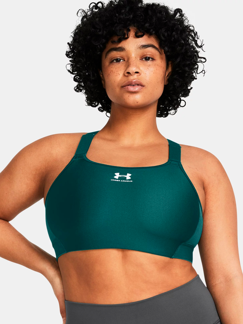Спортивный топ для фитнеса женский Under Armour UA HeatGear High 1379195-449 XS Зеленый (196885757235) - изображение 6