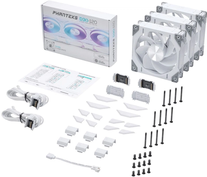 Zestaw chłodzenia Phanteks D30-120 D-RGB Regular Triple Pack White (8300260) - obraz 10