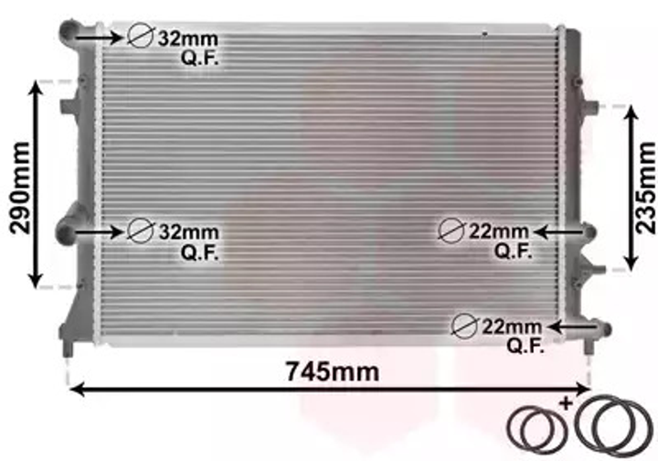 Радиатор охлаждения двигателя AUDI A3, SKODA YETI, Van Wezel (58002289) - изображение 1