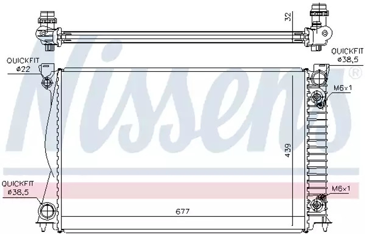 Радиатор охлаждения двигателя AUDI A6, NISSENS (60233A) - изображение 1