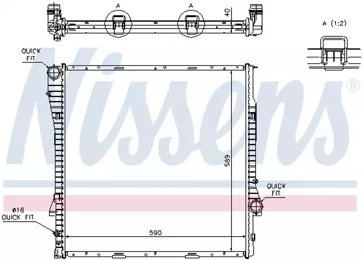 Радіатор охолодження двигуна BMW X5, NISSENS (60787A) - зображення 1