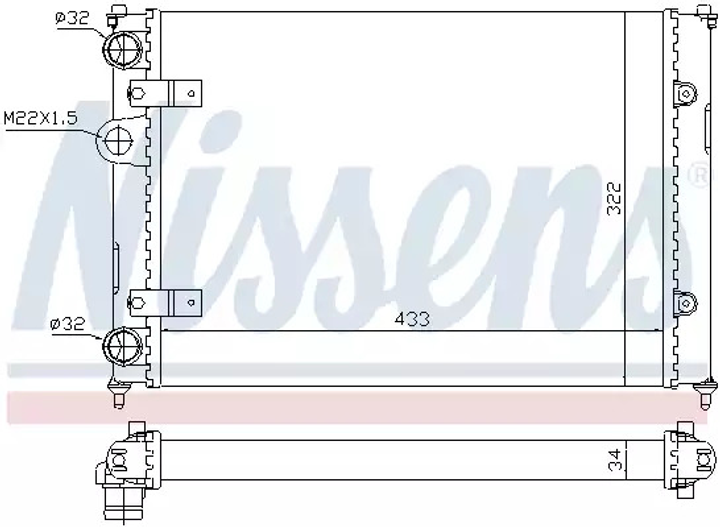 Радиатор охлаждения двигателя VW POLO, SEAT CORDOBA, NISSENS (639981) - изображение 1