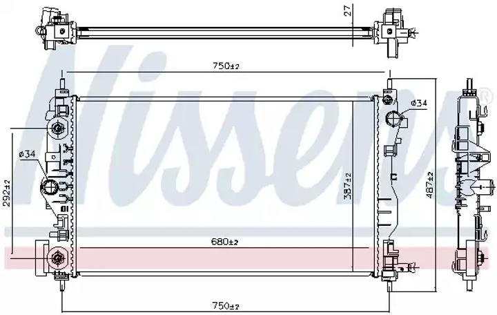 Радіатор охолодження двигуна CHEVROLET ORLANDO, NISSENS (61707) - зображення 1