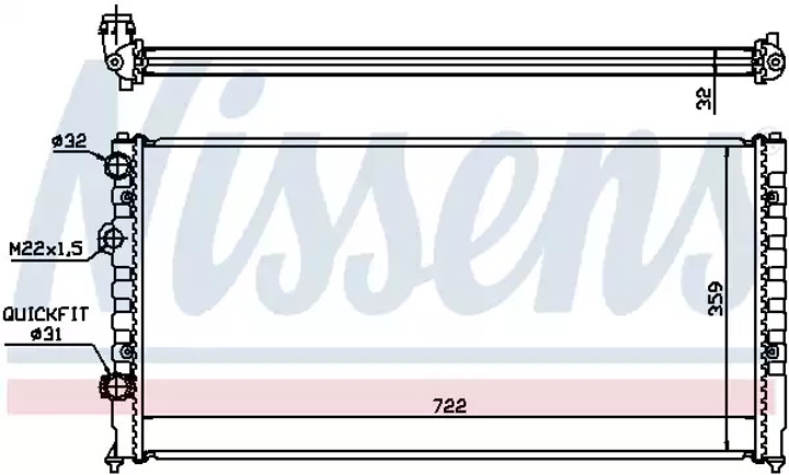 Радіатор охолодження двигуна VW PASSAT, NISSENS (65252) - зображення 1