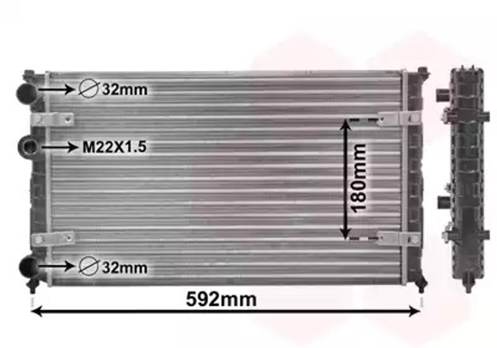 Радиатор охлаждения двигателя VW CADDY, SEAT AROSA, Van Wezel (49002023) - изображение 1