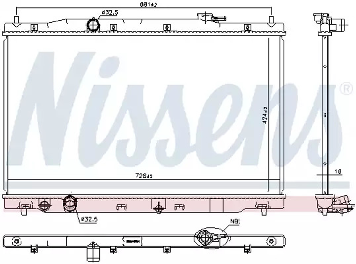 Радиатор охлаждения двигателя HONDA CR-V, NISSENS (681378) - изображение 1