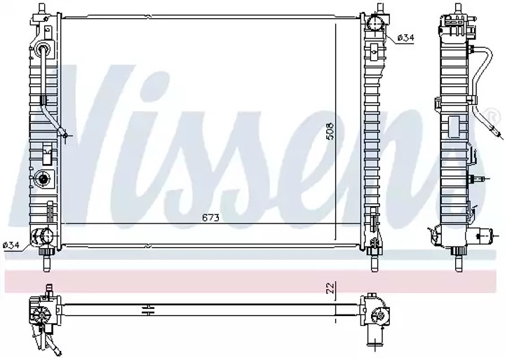 Радіатор охолодження двигуна CHEVROLET CAPTIVA, OPEL ANTARA, NISSENS (61688) - зображення 1