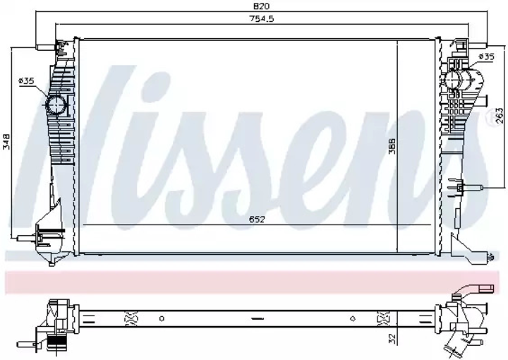 Радіатор охолодження двигуна RENAULT MEGANE, NISSENS (637617) - зображення 1